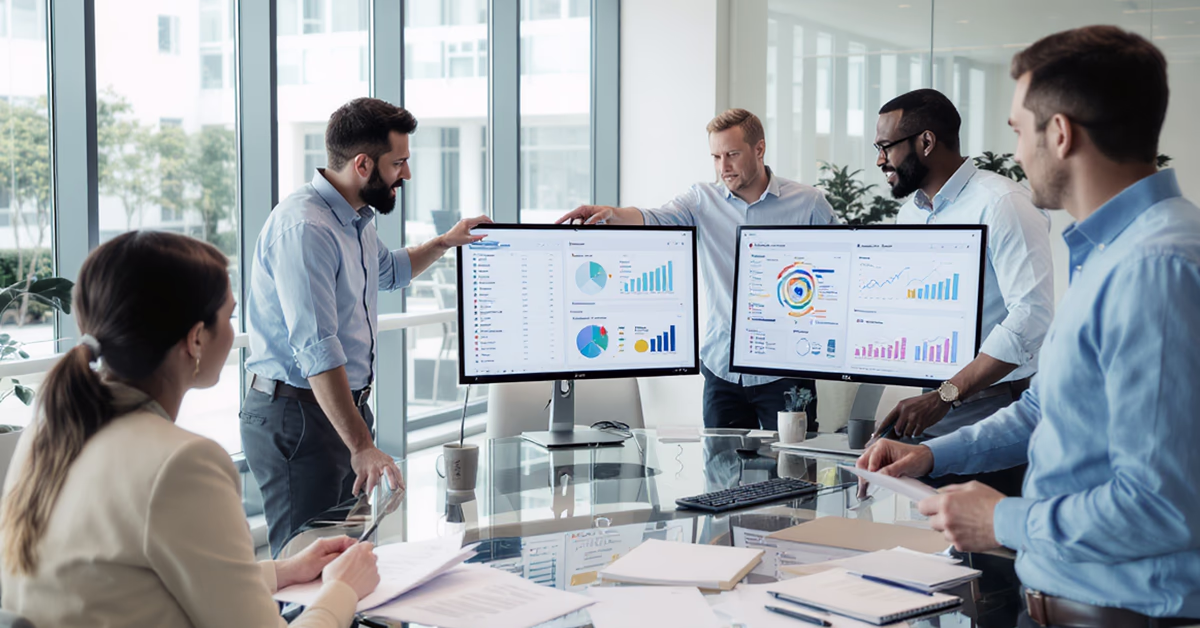 diverse corporate team collaboration modern office